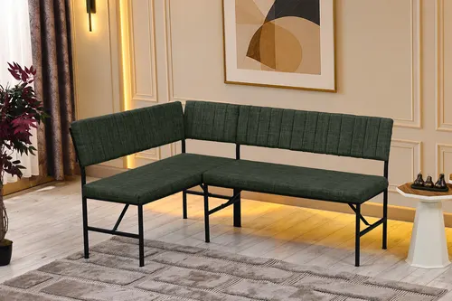 Melody Köşe Bench Takımı, Yeşil, 110X155 Cm