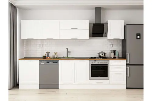 Alvinka 320X210 Cm Klasik Mebran Mutfak Dolabı, M E90S60S50 2 Mebran Beyaz Suntalam