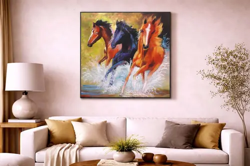 Koşan Atlar Orijinal Yağlı Boya Tablo