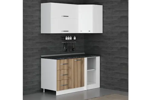 Minar 150Cm Köşe Mutfak Dolabı Beyaz Dore K150D4