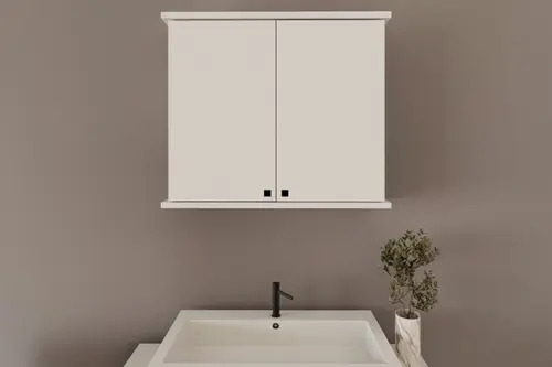 Ruda Banyo Dolabı, Beyaz, İki Kapaklı
