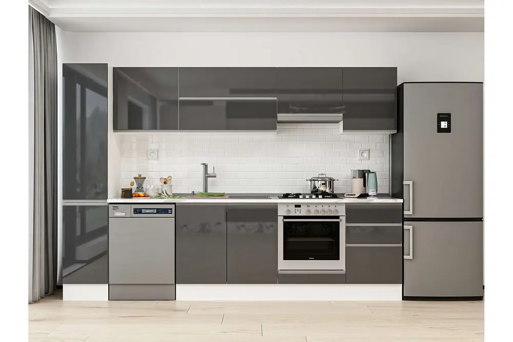 Alvinka 300X210 Cm Mutfak Dolabı, Mb E90B40S50 1 Antrasit Suntalam