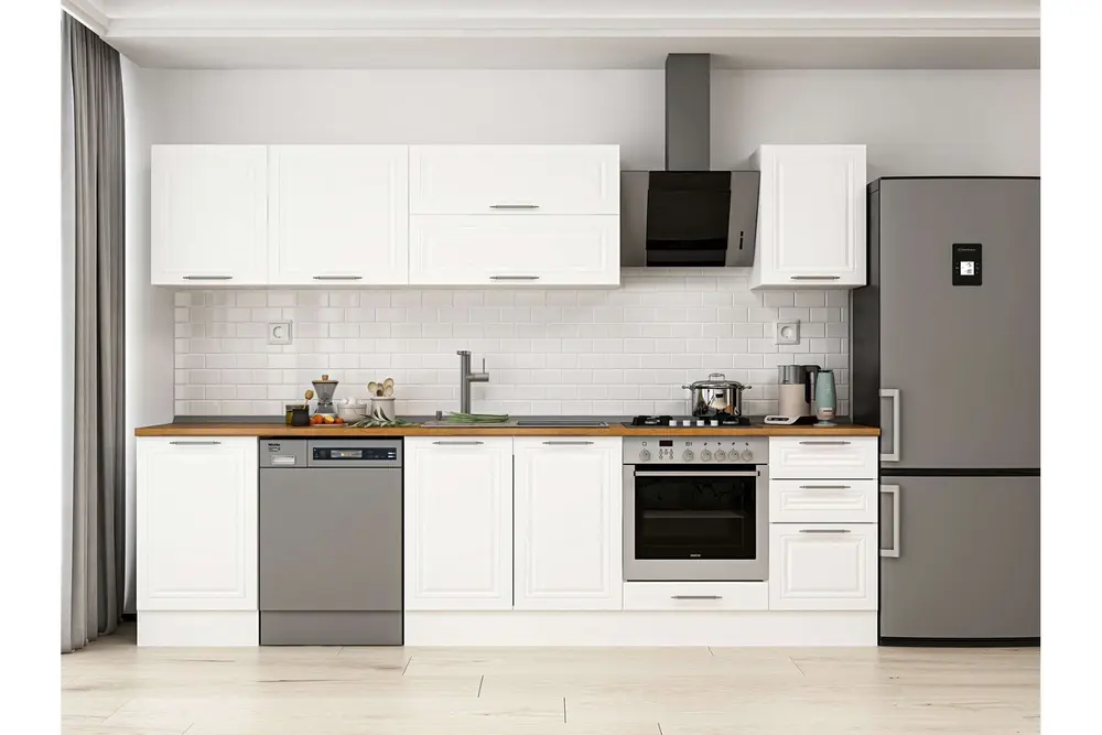 Alvinka 305X210 Cm Klasik Mebran Mutfak Dolabı, M E90S50S45 2 Mebran Beyaz Suntalam