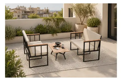 Lina 4 Kişilik Balkon Bahçe Takımı Masalı, Bej