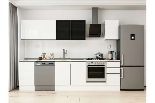 Alvinka 285X210 Cm Mutfak Dolabı, M E80S45S40 3 Beyaz Suntalam