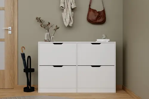 Midoser Duru Ayakkabılık, Beyaz, 4 Kapaklı Modern