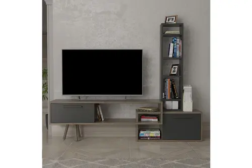 Manzara Tv Ünitesi Tv Sehpası, Antrasit Ceviz