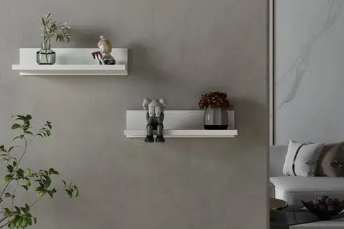 Rubi Duvar Rafı, Beyaz, İkili Set, 40 Cm