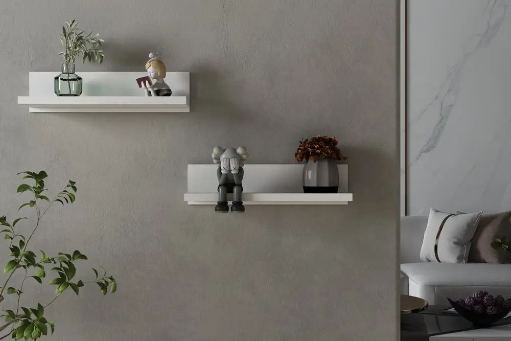 Rubi Duvar Rafı, Beyaz, İkili Set, 40 Cm