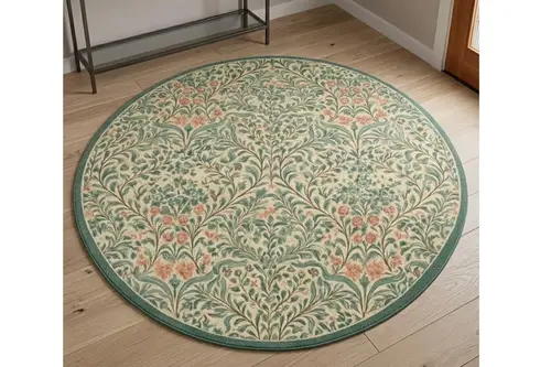 Yeşil Yapraklar Dokuma Taban Halı, 609 Yng 80X80 Cm