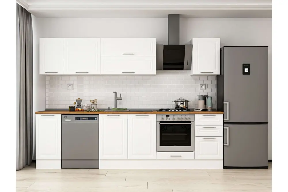 Alvinka 295X210 Cm Klasik Mebran Mutfak Dolabı, M E90S40S45 2 Mebran Beyaz Suntalam