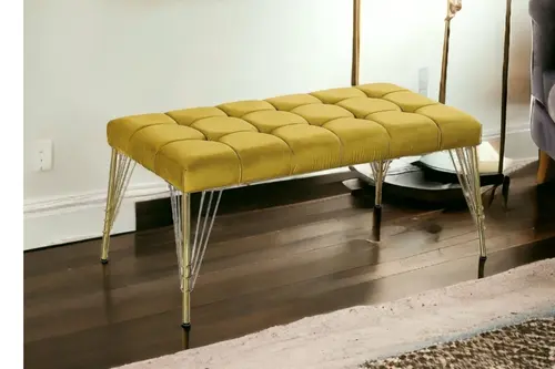 Tubihome Karo Bench, Sarı, Gold Ayak