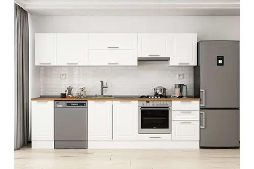 Alvinka 300X210 Cm Klasik Mebran Mutfak Dolabı, M E90S40S50 1 Mebran Beyaz Suntalam