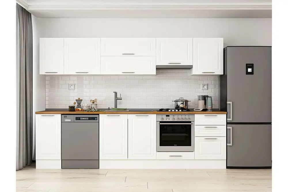 Alvinka 300X210 Cm Klasik Mebran Mutfak Dolabı, M E90S40S50 1 Mebran Beyaz Suntalam