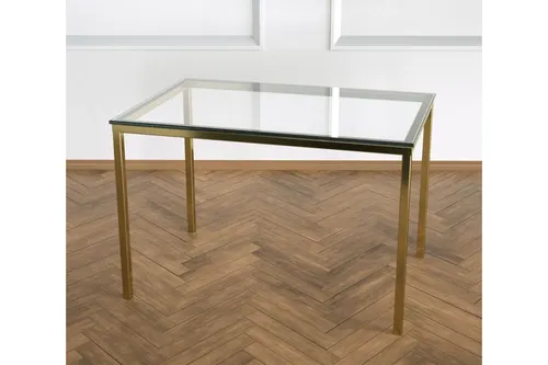 Shiny Yan Sehpa Pirinç Ayak Şeffaf Cam Tabla