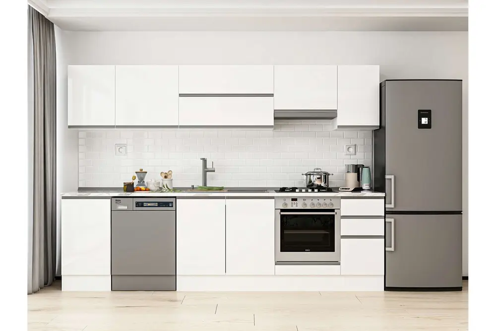 Alvinka 285X210 Cm Mutfak Dolabı, M E80S45S40 1 Beyaz Suntalam