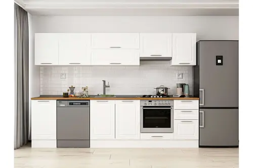 Alvinka 290X210 Cm Klasik Mebran Mutfak Dolabı, M E80S45S45 1 Mebran Beyaz Suntalam
