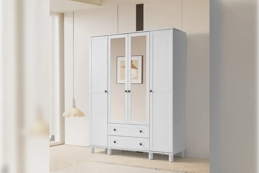 Nola Gardırop, Beyaz, 4 Kapaklı