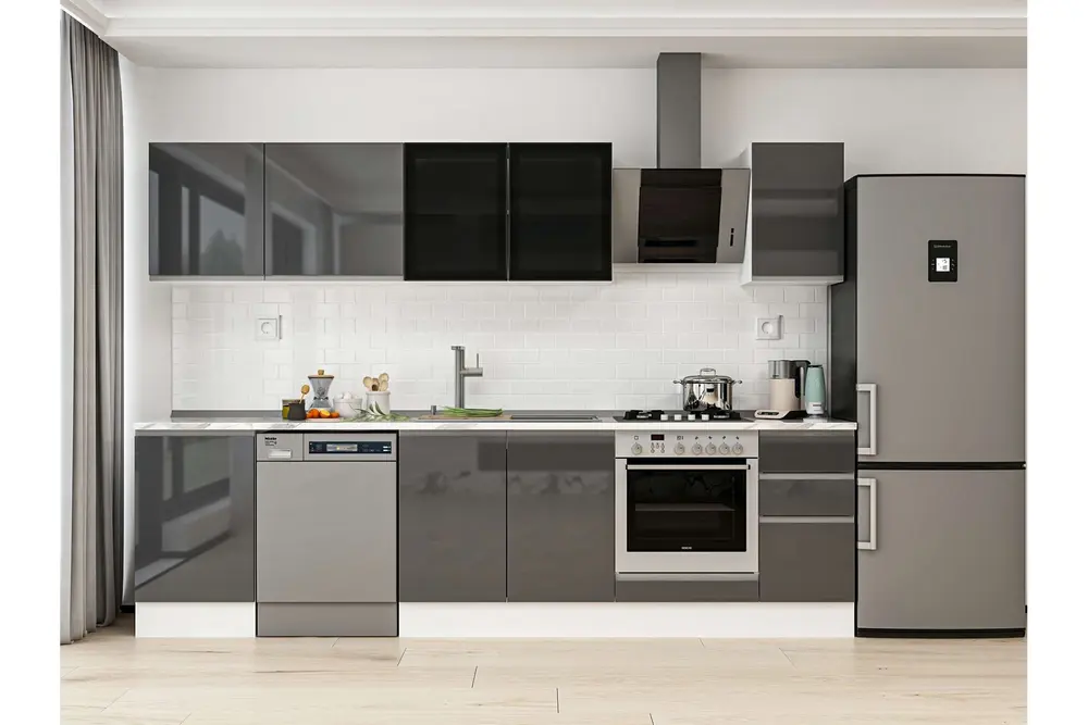 Alvinka 300X210 Cm Mutfak Dolabı, M E90S50S40 3 Antrasit Suntalam
