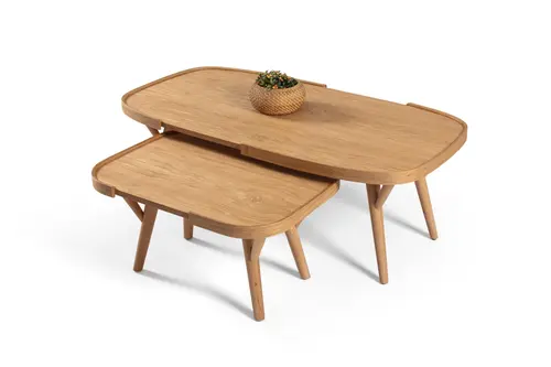 Butterfly İkili Set Orta Sehpa, Meşe Tablalı