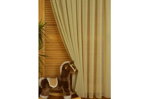 Kırçıllı Keten Tül Su Yeşili 1-2,5 Orta Sık Pile 100X260