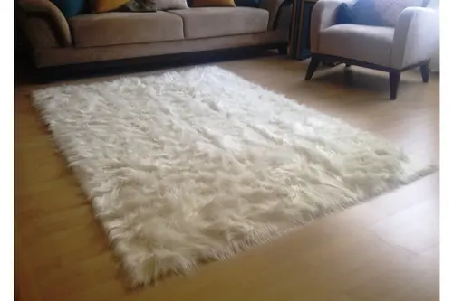 Tappeto Kuzu Kürkü Post Halı, Fildişi Krem, 80X150