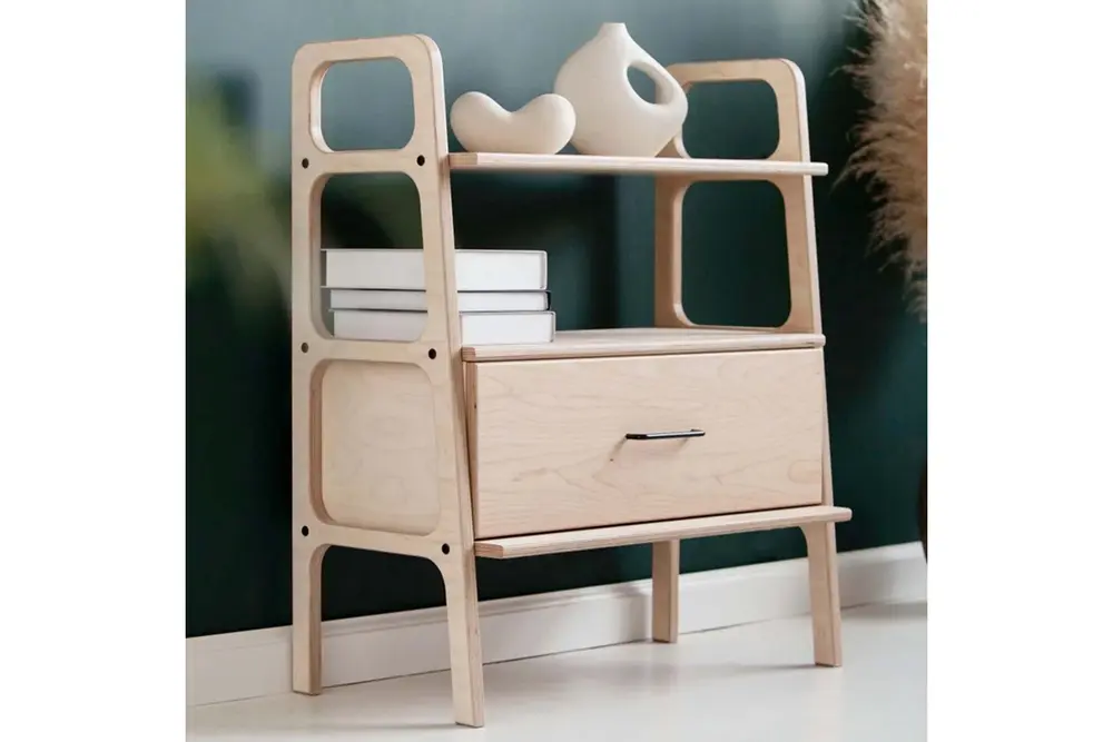 Woodesk Boulder Çekmeceli Kitaplık Komodin, Natural Renk
