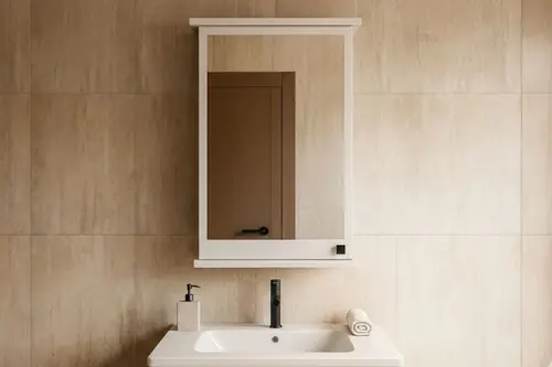Ruda Tek Kapaklı Aynalı Banyo Dolabı, Beyaz