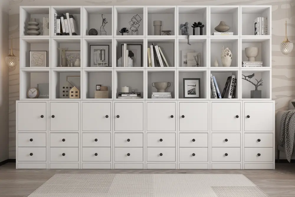 Zara Modüler Dolaplı Çekmeceli Çalışma Odası Kitaplığı Beyaz Nrg Ktp 1111