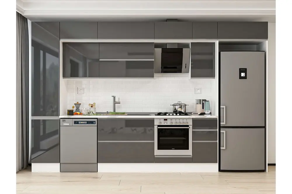 Alvinka 365X240 Cm Mutfak Dolabı, Mbb E80B45S40 2 Antrasit Suntalam