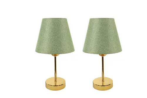 Evlight Metal Ayaklı İkili Abajur, Gold Yeşil