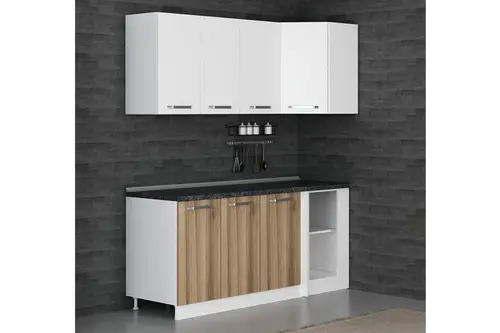 Minar 185Cm Köşe Mutfak Dolabı Beyaz Dore K185D1