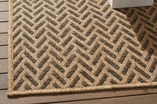 Pera Halı Kahve Ve Siyah Zikzak Sisal Dokulu Halı Fm01Bl 60X90 Cm