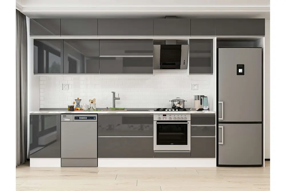 Alvinka 370X240 Cm Mutfak Dolabı, Mb E80S50S40 2 Antrasit Suntalam