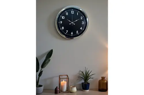 Klasik Krom Şık Metal Duvar Saati 40 Cm