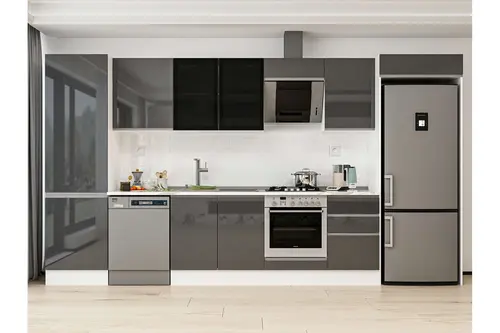 Alvinka 390X222 Cm Mutfak Dolabı, Mbb E80B60S50 3 Antrasit Suntalam