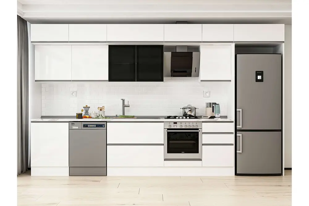 Alvinka 400X240 Cm Mutfak Dolabı, Mb E90S60S50 3 Beyaz Suntalam