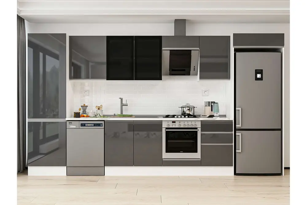 Alvinka 400X222 Cm Mutfak Dolabı, Mbb E90B60S50 3 Antrasit Suntalam