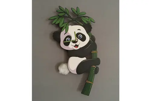Panda Dekoratif Sarkaçlı Duvar Saati