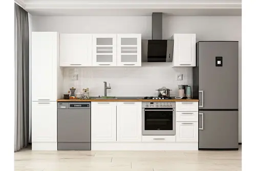 Alvinka 295X210 Cm Klasik Mebran Mutfak Dolabı, Mb E90B45S40 3 Mebran Beyaz Suntalam