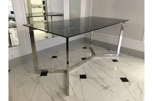 Cton Paslanmaz Metal Cam Yemek Masası