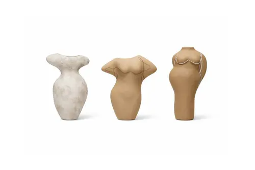Renkli Üçlü Set Terracotta Gövde Şekilli Vazolar Bohem