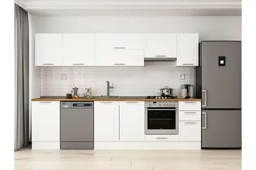 Alvinka 300X210 Cm Klasik Mebran Mutfak Dolabı, M E90S50S40 1 Mebran Beyaz Suntalam