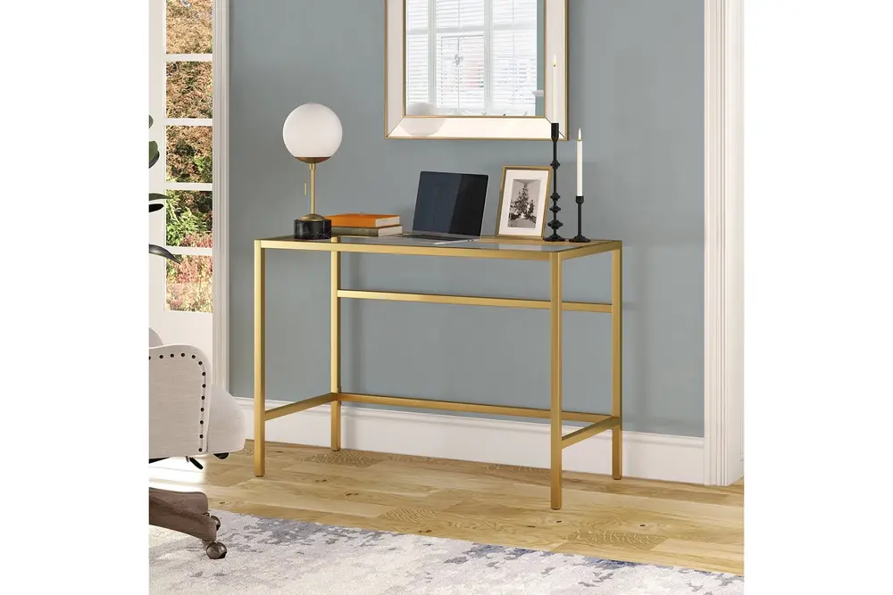 Ella Gold Metal Cam Çalışma Masası