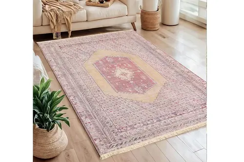 Vintage Narçiçeği Baskılı Dokuma Taban Halı, 298 Yng, 60X120 Cm