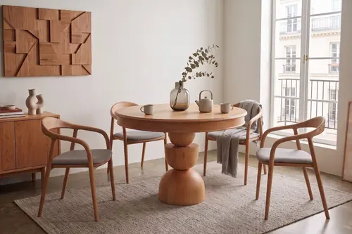 Gloria Naturel Açılır Yemek Masası Takımı, 100X100