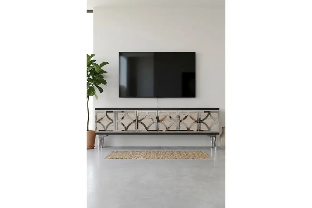 Lem Tv Sehpası Antrasit Traverten Silver 120 Cm Tsa1237Ats
