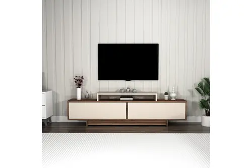 Grasyas Modern Dekoratif Tv Sehpası, Ceviz Bej