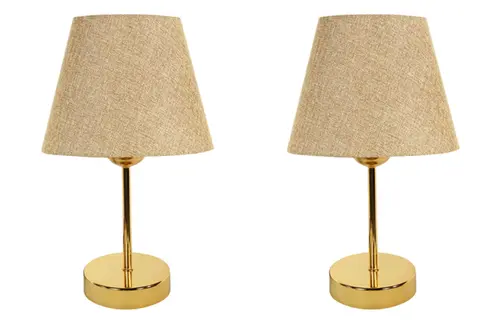 Evlight Metal Ayaklı İkili Abajur, Gold Kumbeji