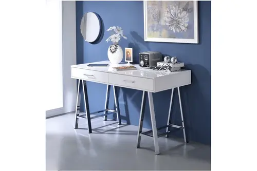 Olivia Paslanmaz Metal Çalışma Masası, Beyaz